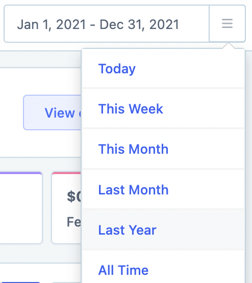 Date picker showing Last Year option selected