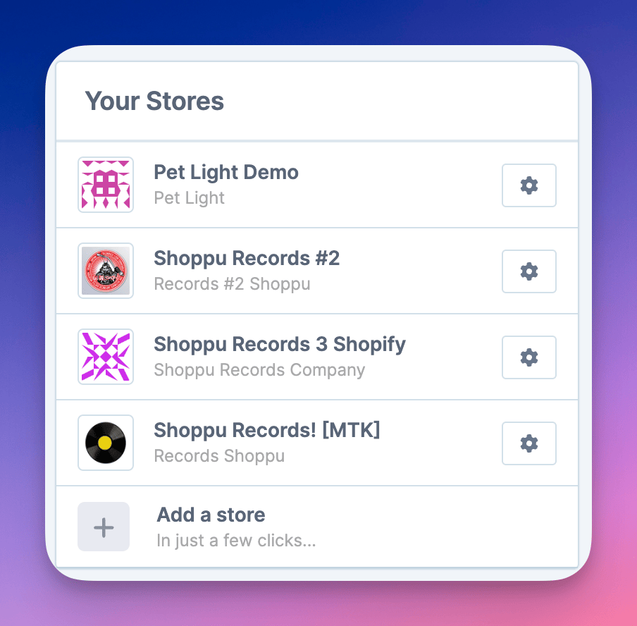 Add store from Account Settings