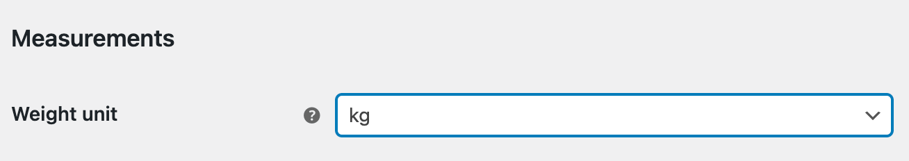Set weight unit in WooCommerce settings