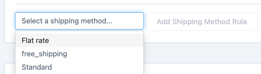 Choose shipping method from dropdown