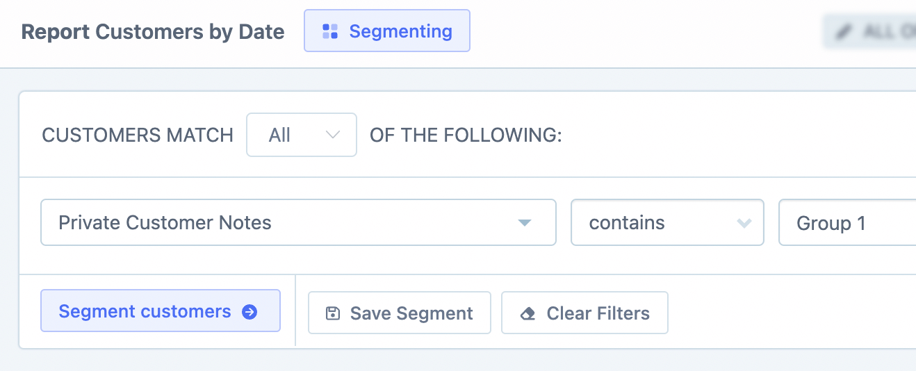 Filter the Customers Report by a saved segment