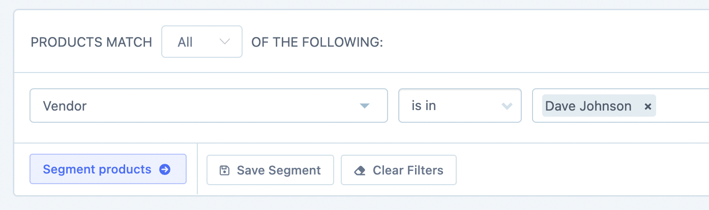 Select the vendor filter