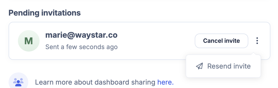 Pending invitations in the share dialog