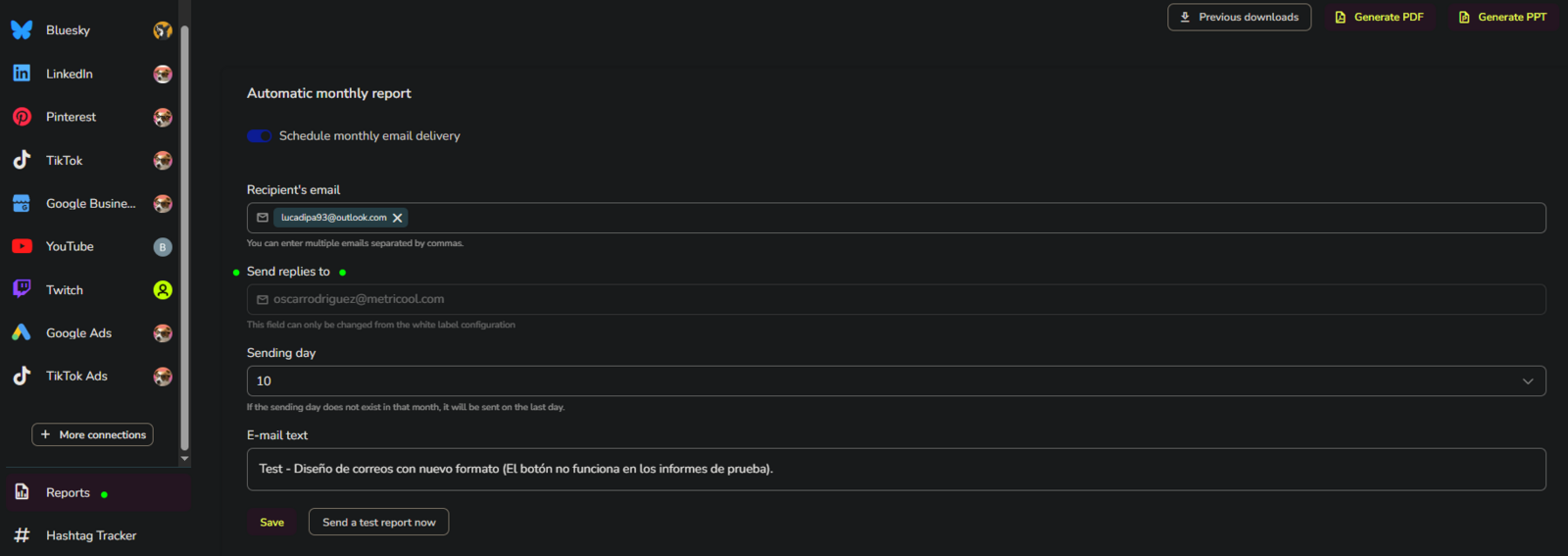 Send reply to (monthly reports)