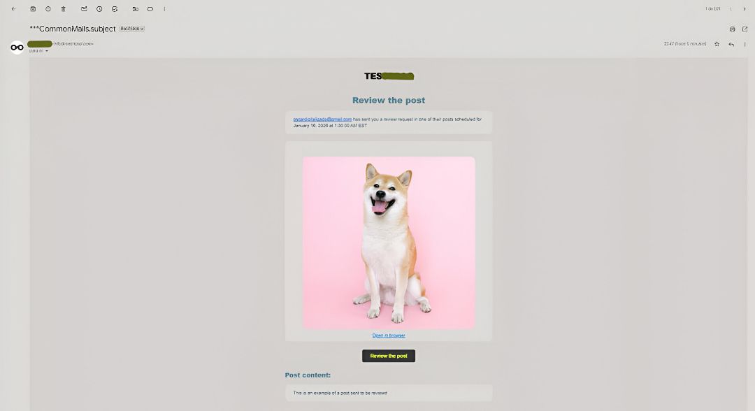 E-mail de publication envoyée pour révision