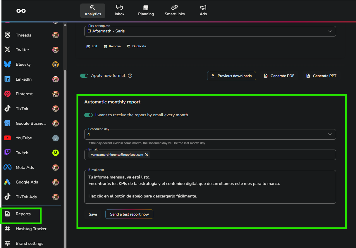 Hide monthly report