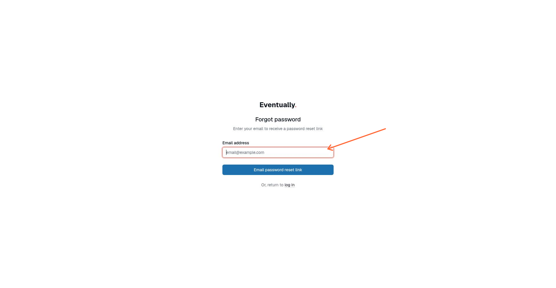 Forgot password page with email input field and submit button