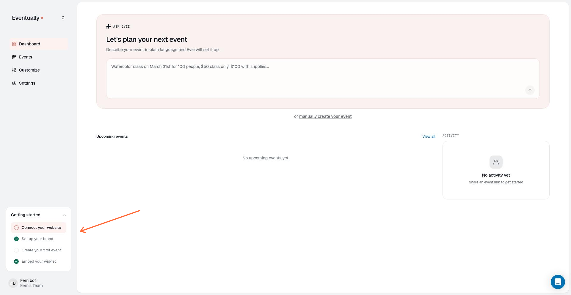 Dashboard with Getting Started section highlighted