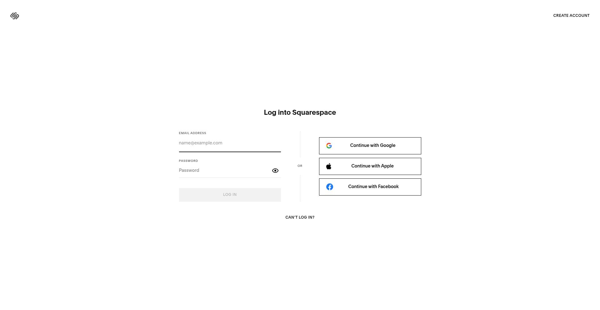 Squarespace authorization page where users log in and grant permission