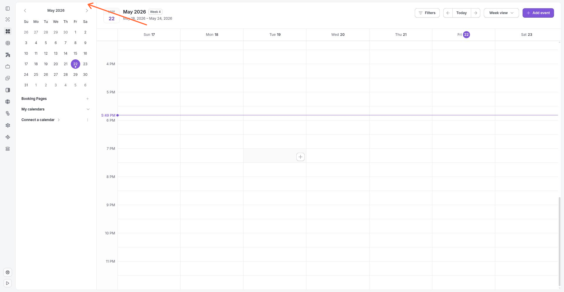 Calendar onboarding screen with Connect a calendar option