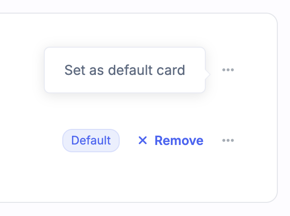 Set as default card option