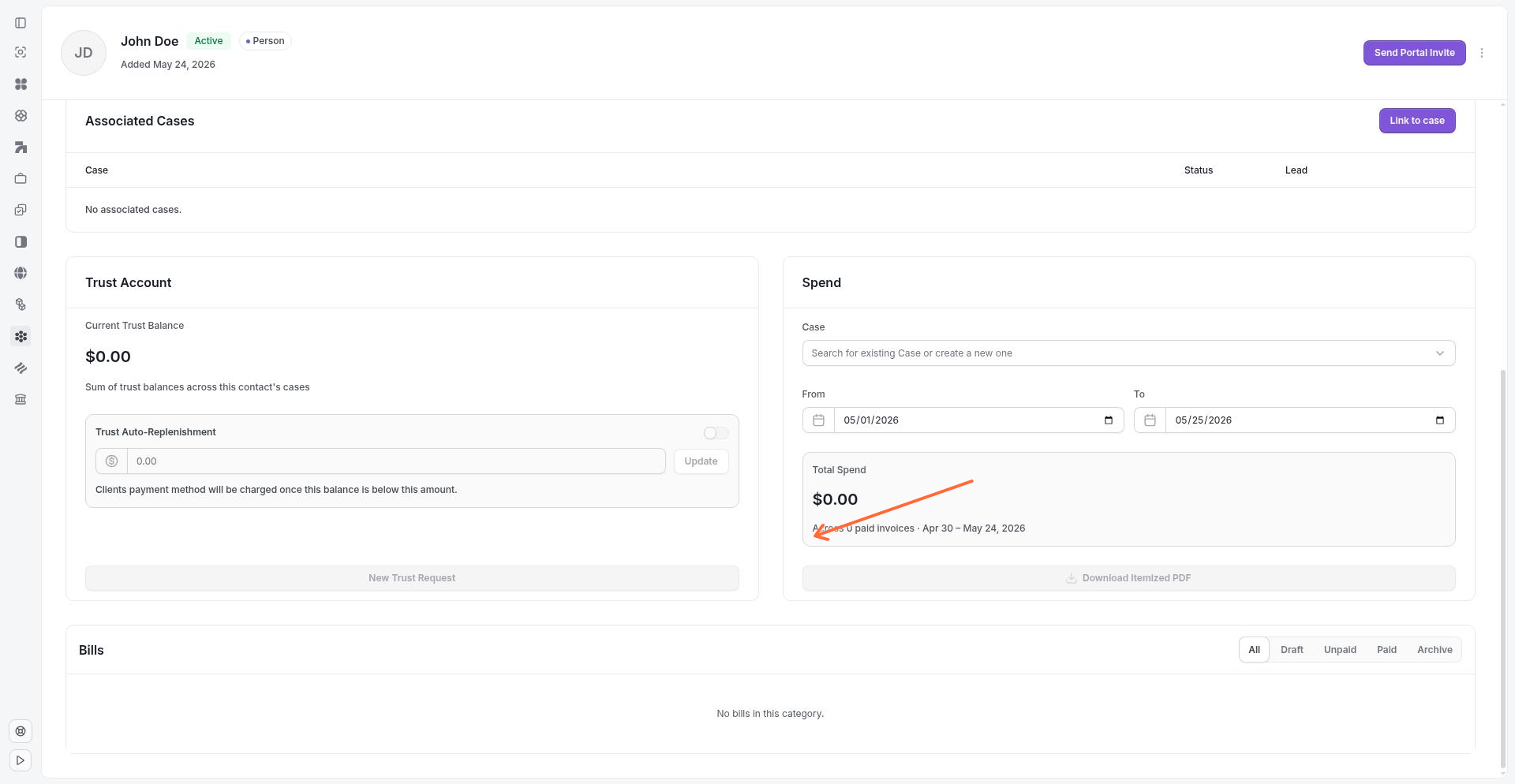 Payment Details section showing payment method status, AutoPay status, and Request AutoPay button
