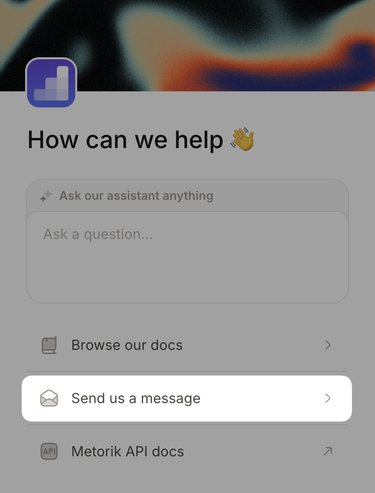 Click Send us a message from the main menu