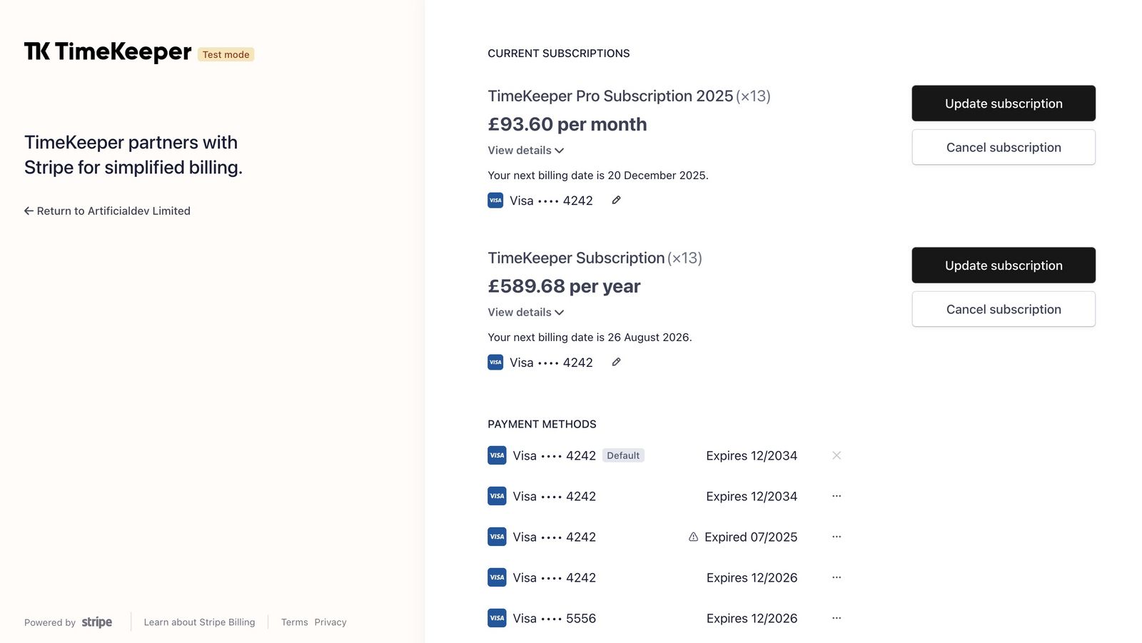 Stripe Billing Portal