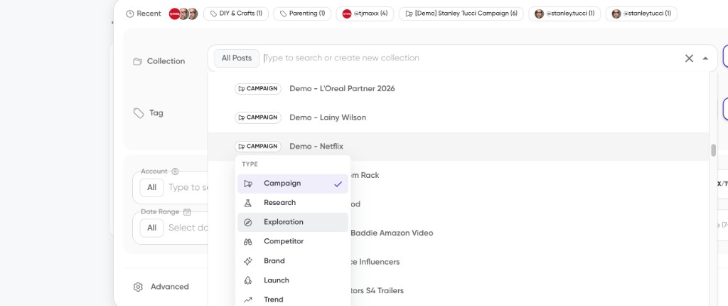 Collection type picker