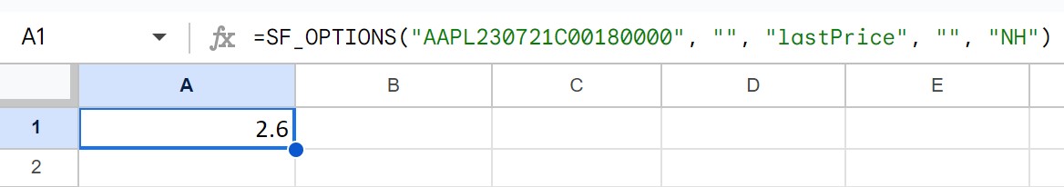 Options - Direct Contract Symbol Filtered