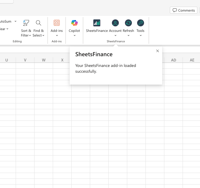 Install from Excel