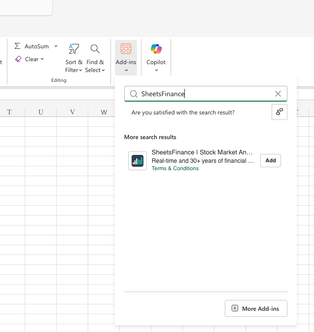 Install from Excel