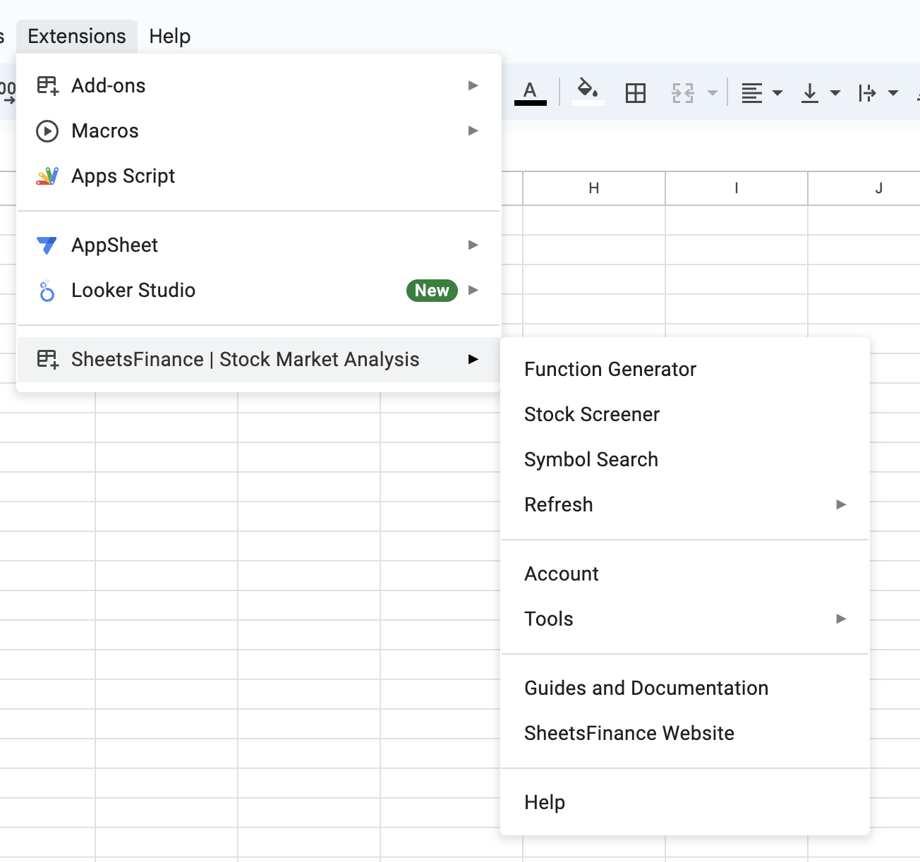 Add-on menu