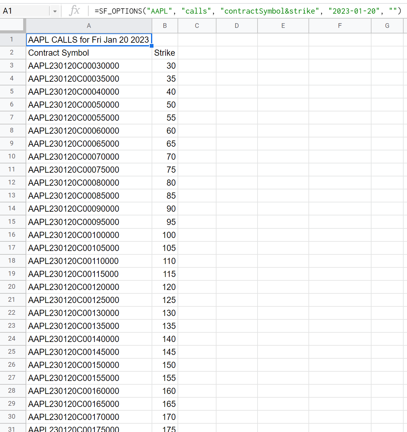 Options - Chaining example