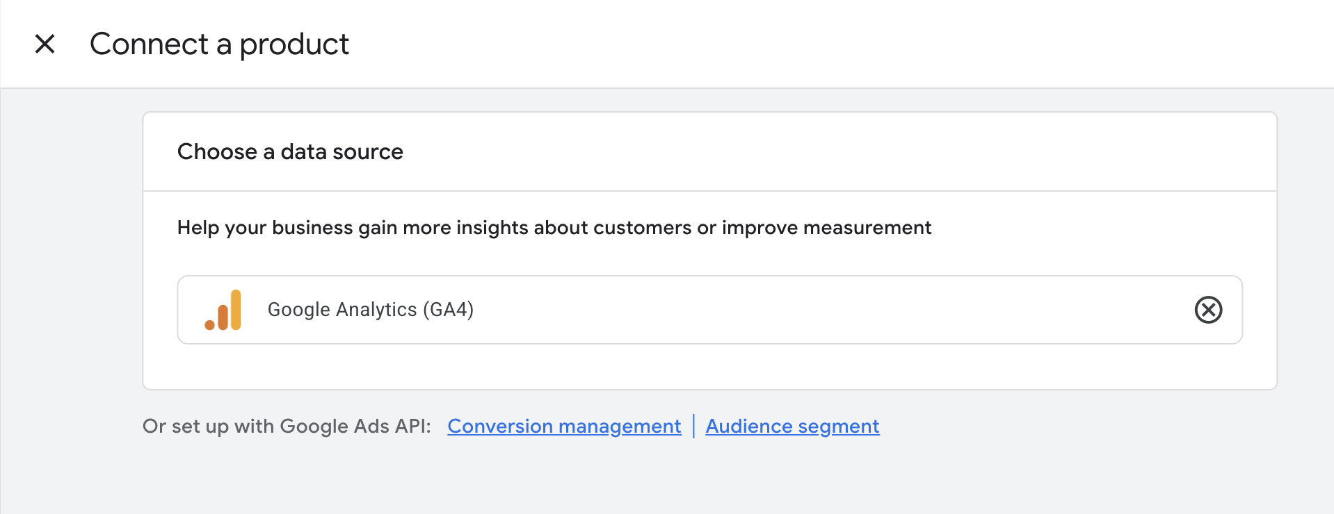 Google Ads Data Manager linking flow
