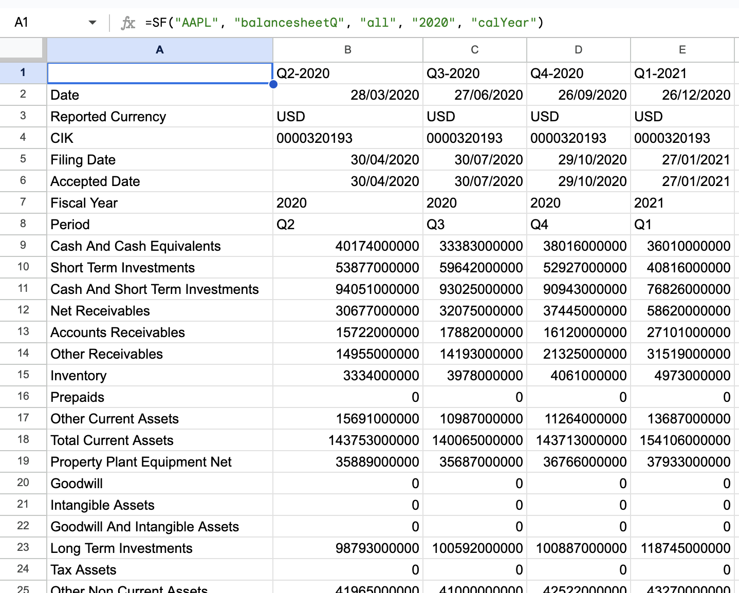 Example 7 - Balance Sheet
