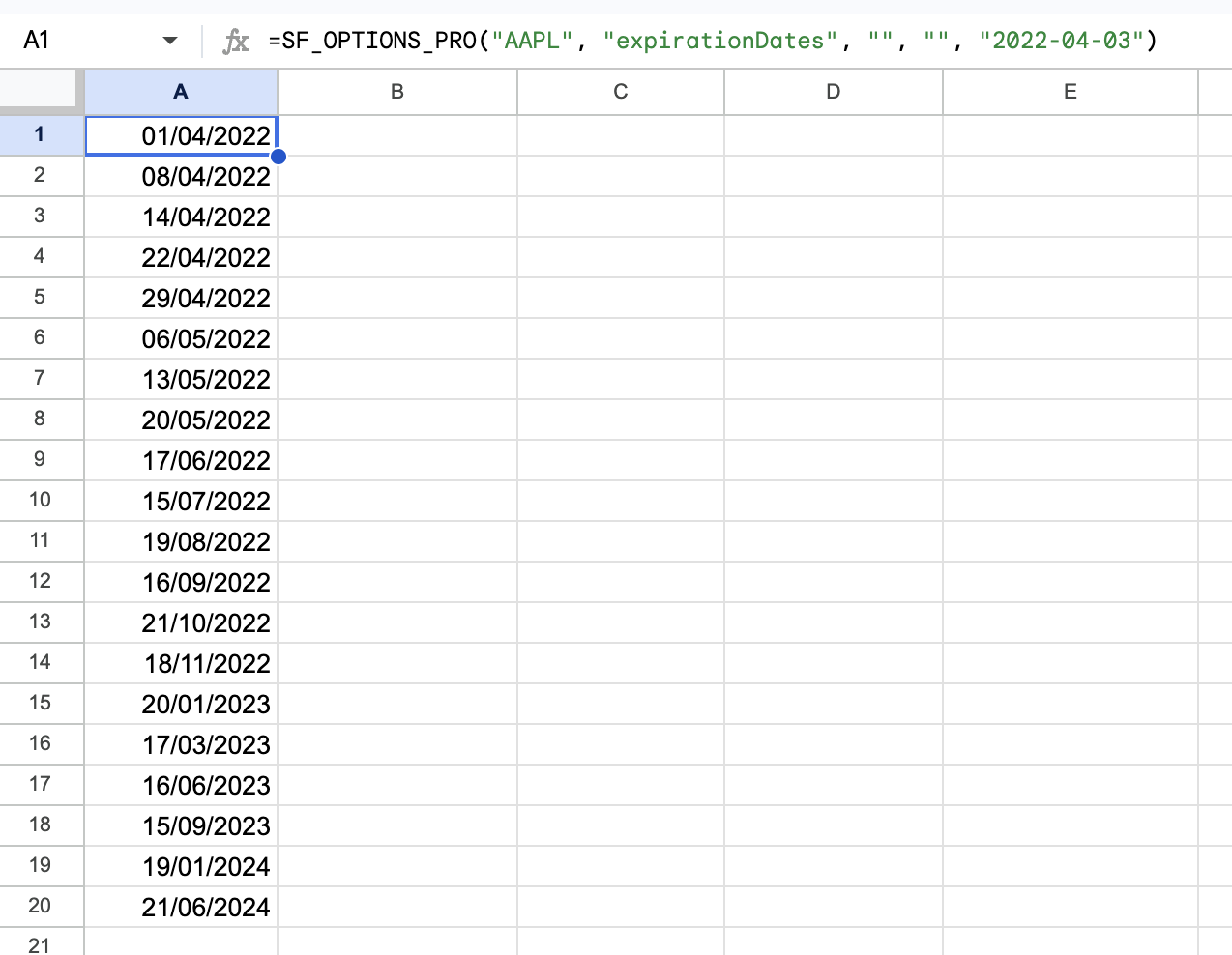 Options Expiration Dates Example 3