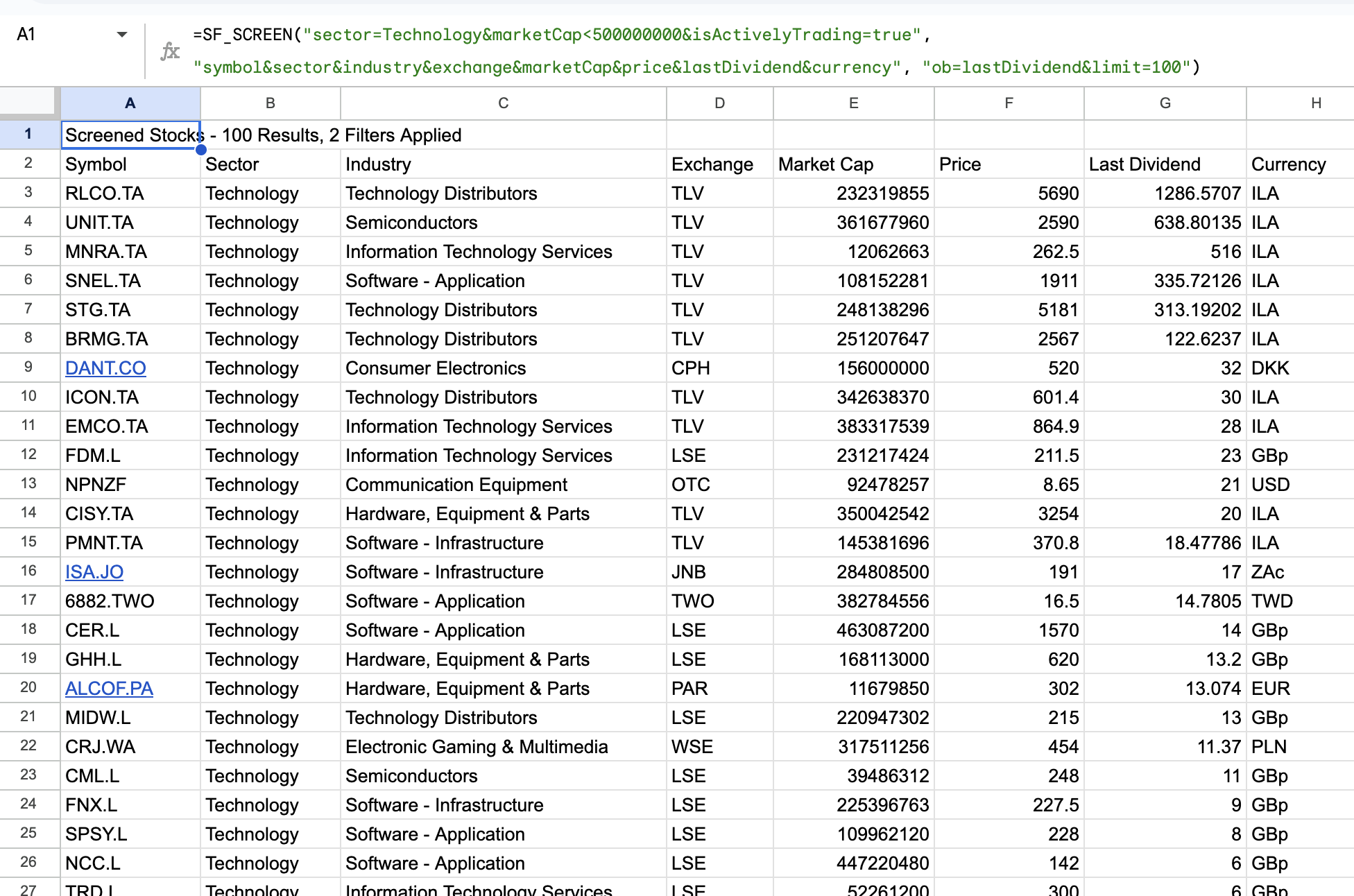 Stock Screener Example 2