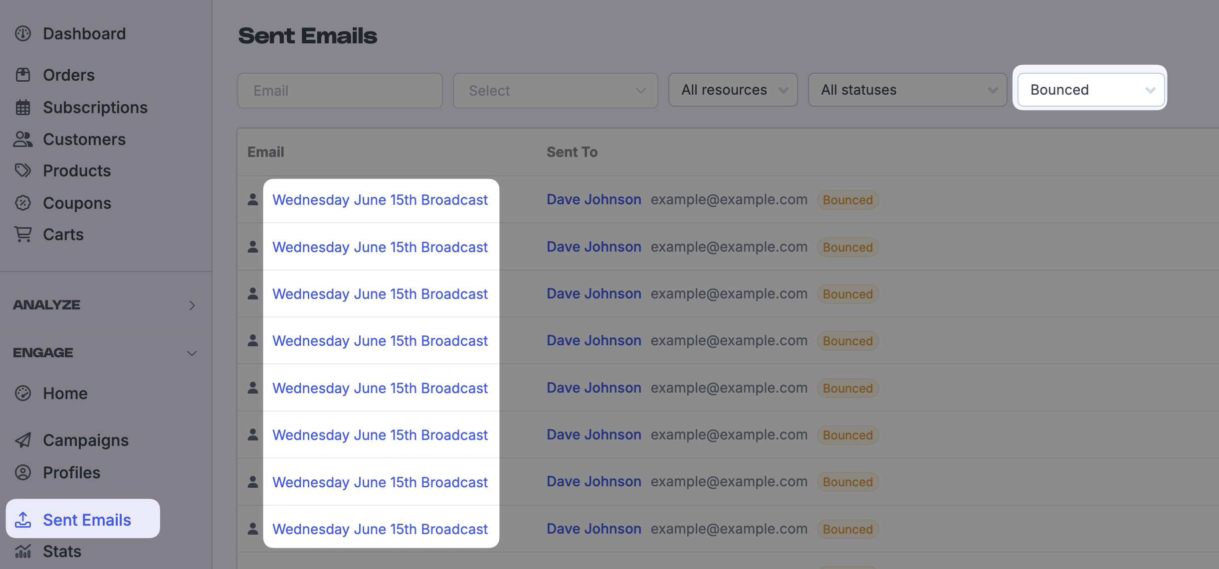Email sending paused banner in Metorik