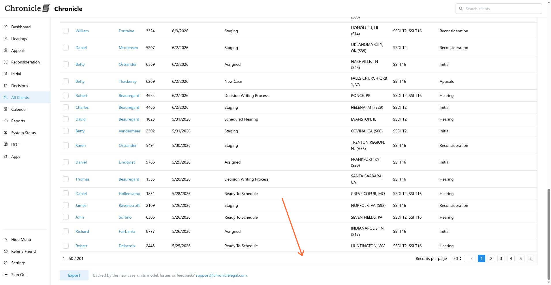 Export result showing a generated CSV download