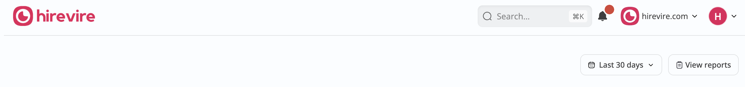 Dashboard header showing the search bar with a Cmd+K shortcut hint