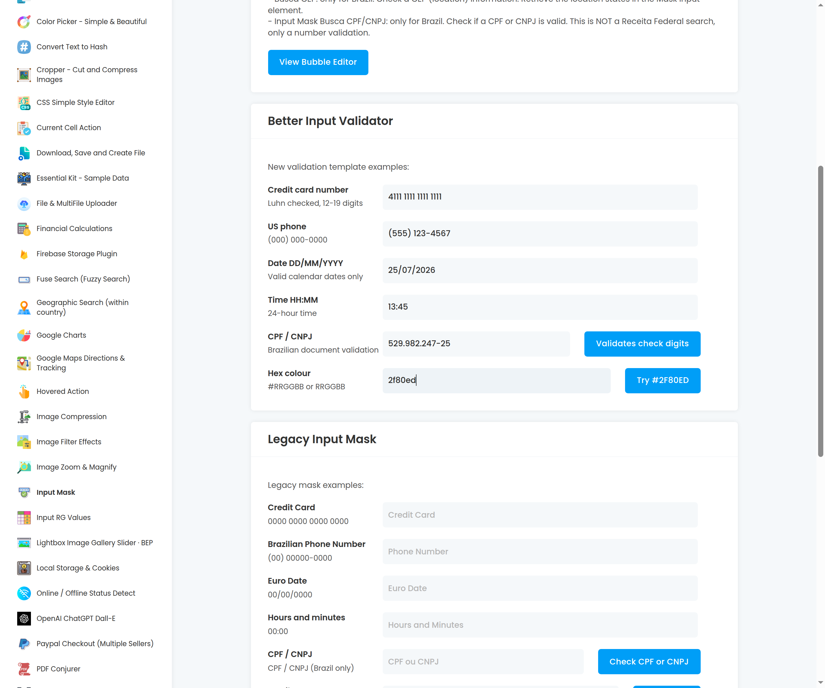 Better Input Validator demo
