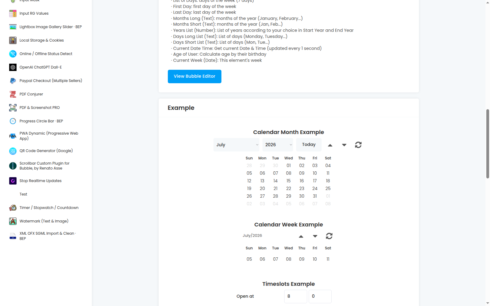 Better Calendar Time Slots demo