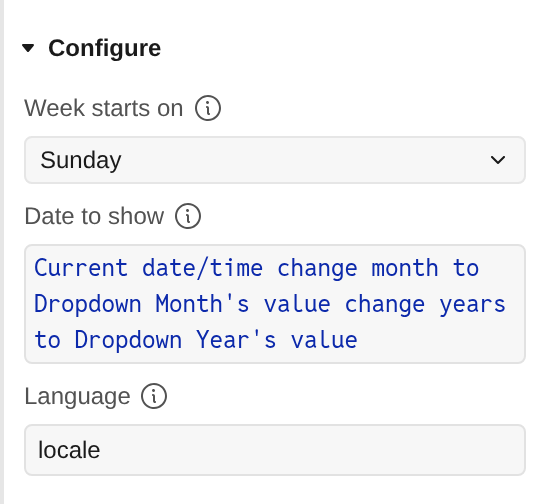 Calendar month properties in the Bubble editor