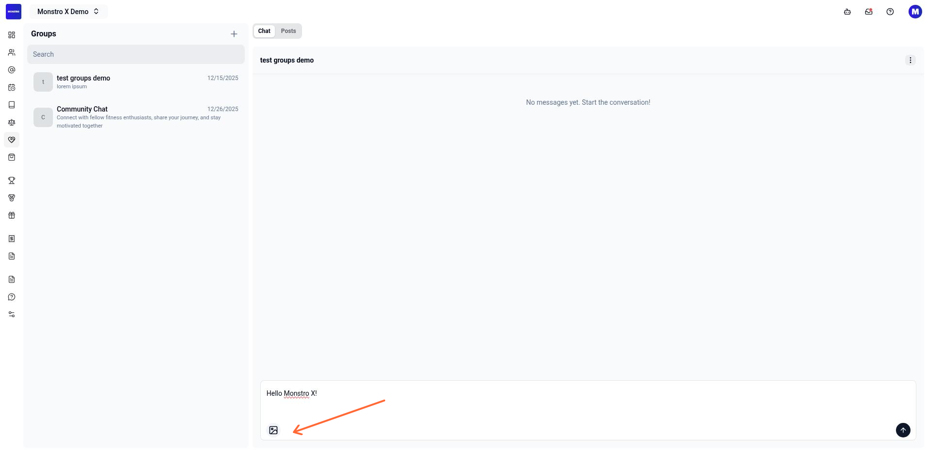 Attach image button in the message composer