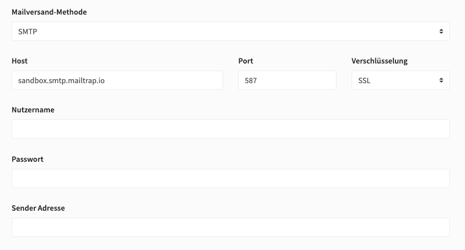 SMTP-Konfiguration in Hostware