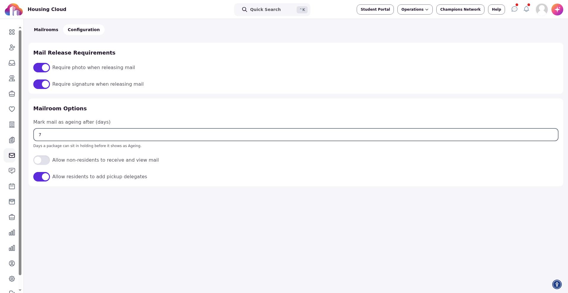 Operations Mailroom Dashboard showing All, Scan, and Collected tabs