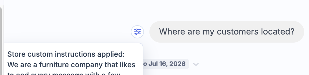 Conversation showing that custom instructions were applied