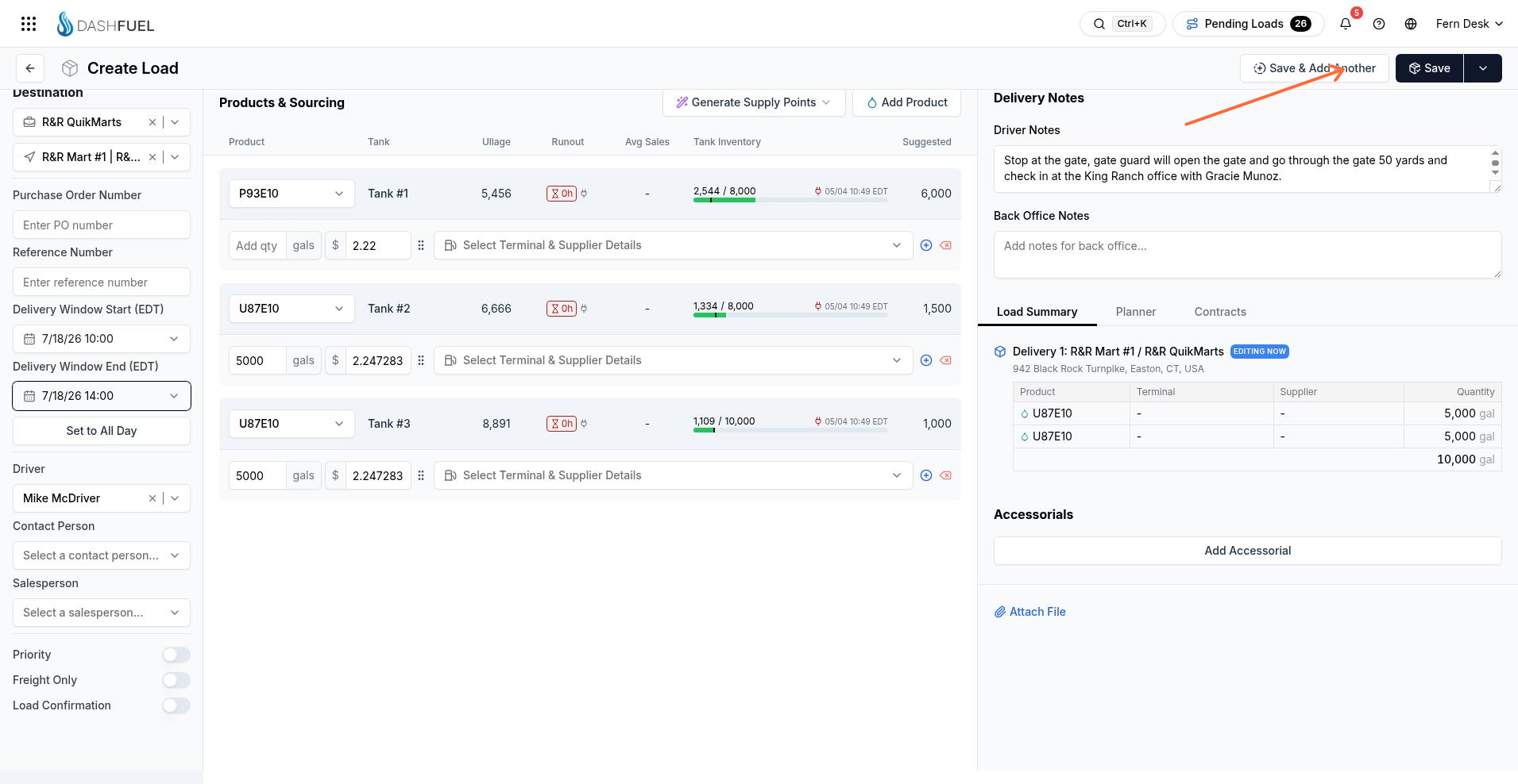 Create load form with Save highlighted in the header