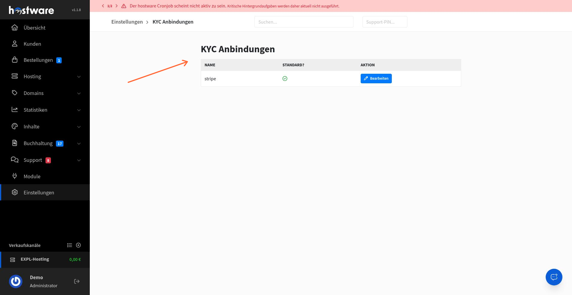 Übersicht KYC Anbindungen mit Anbieter stripe
