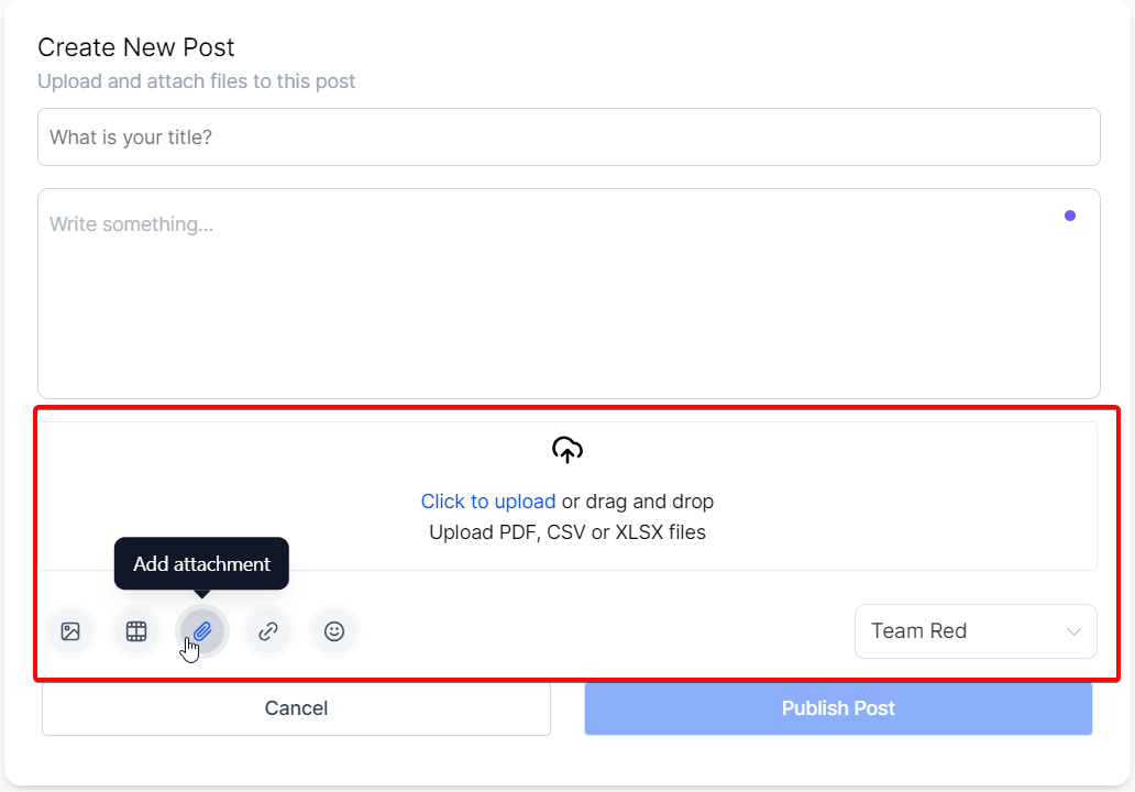 Add attachment control on a community post