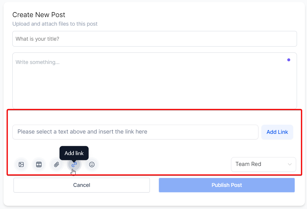 Add link control on a community post