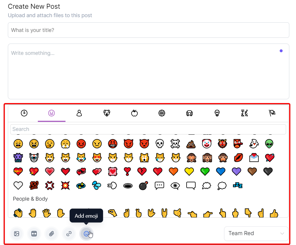 Emoji picker on a community post
