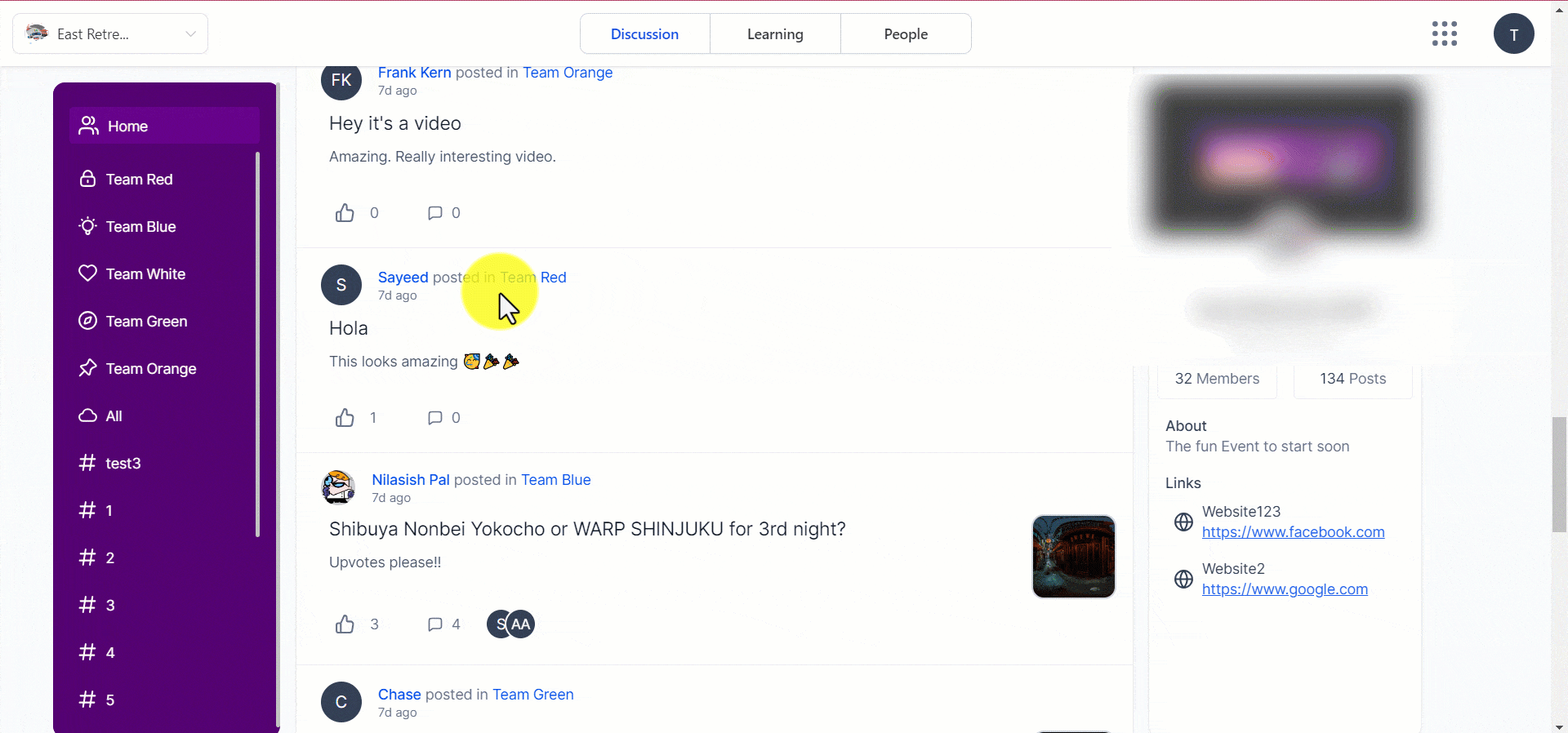 Commenting and liking on a community post