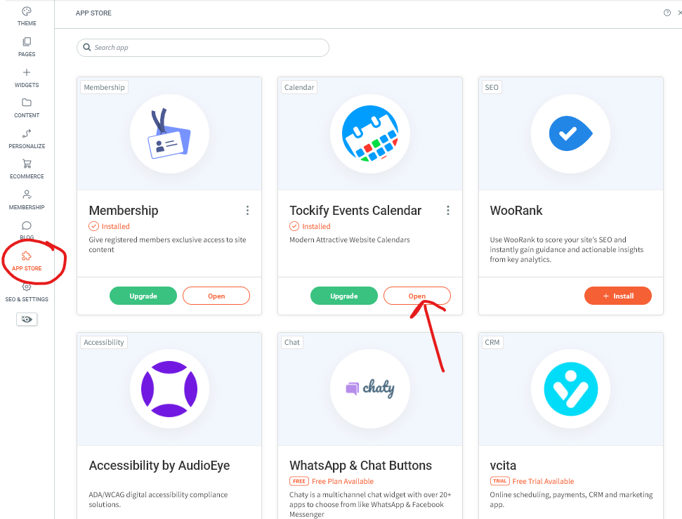 Tockify app in Apps