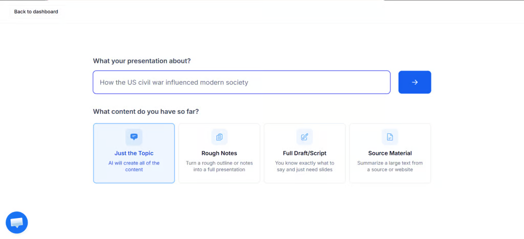 Enter your presentation topic and input method