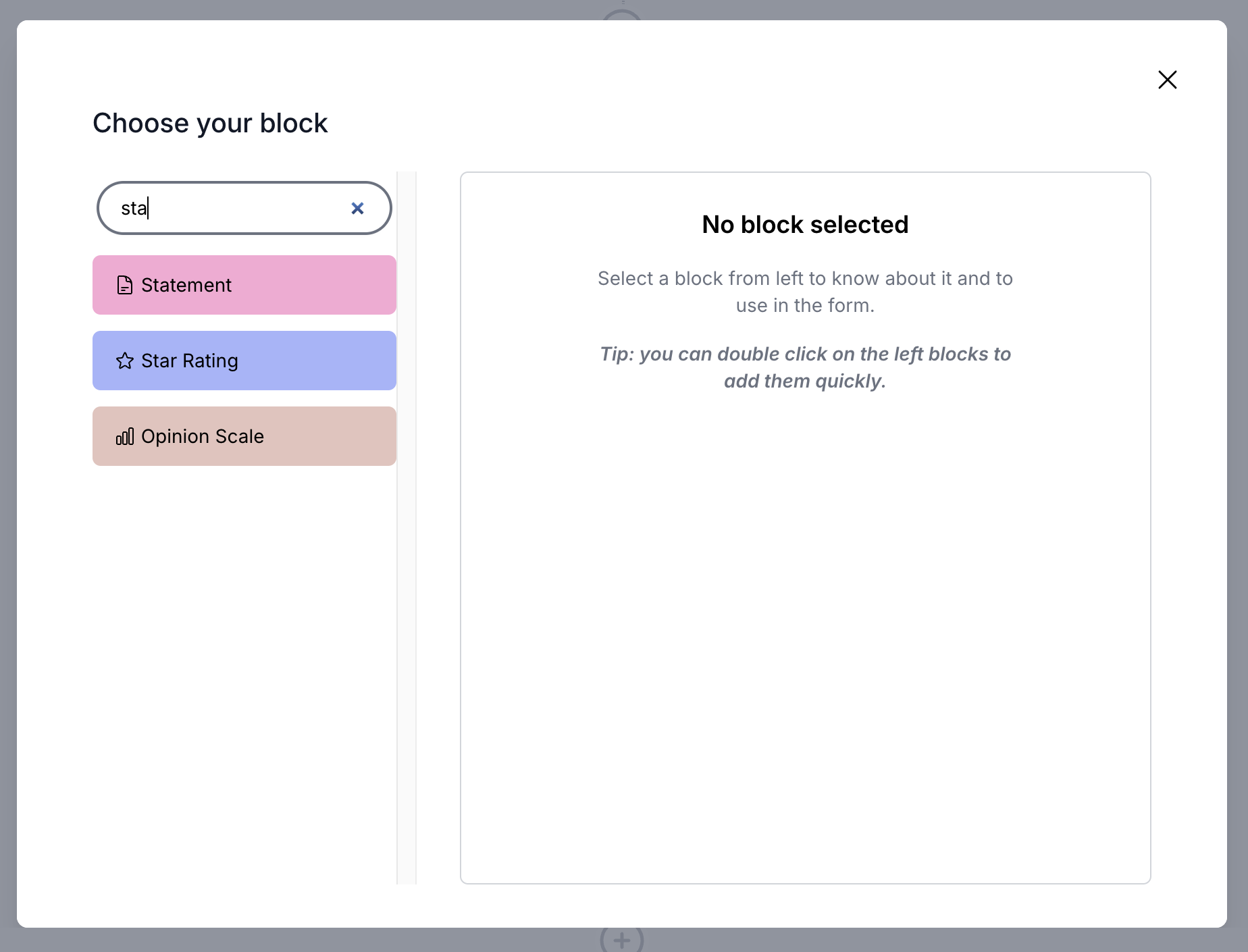 Select "statement" block