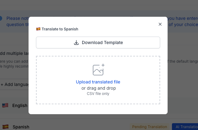 Translation options dialog