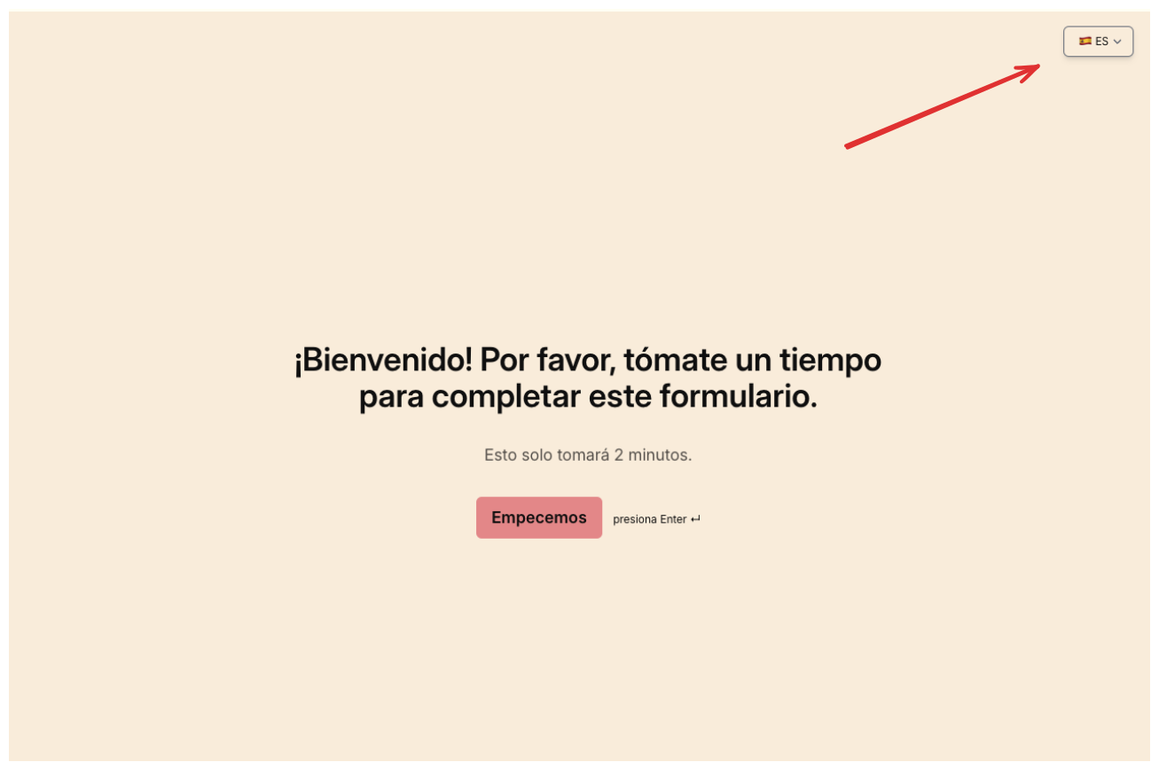 Language selector dropdown