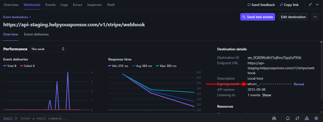 Stripe webhook signing secret